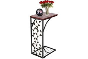 ‎YAHEETECH Yaheetech Beistelltisch C-Form Couchtisch Sofatisch Kaffeetisch aus Metall Kleiner Wohnzimmertisch Industrie-Design Nachtkonsole, 21 x 30,6 x 53 cm