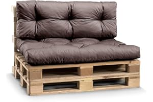 Gutekissen® Palettenkissen Wetterfest, Gartensofakissen, viele Farben und Größen PPI (Set (Sitzkissen 120x80 +Rückenlehne 120x40), Braun-wasserfestes)