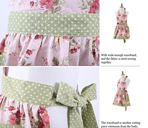 G2Plus Schön Frau Schürze Schürzen Baumwolle Küchenschürze Modische Apron mit Taschen zum Kochen oder Backen (Frau Schürze) - 5