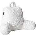 Milliard Reading Pillow with Shredded Memory Foam, Back Rest Pillow for Sitting in Bed with Faux Fur Removable Cover –18x15 inches (White)