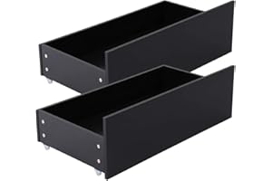 DORAFAIR Juego de 2 cajones para cama con ruedas blancas, 90 x 47 x 27 cm, color negro