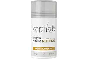 Kapilab Fibras Capilares - Disimula la falta de Cabello al Instante - Microfibras en Polvo de Queratina para Hombres y Mujeres - Tapa la Calvicie de forma Natural - 14gr - Rubio