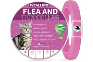 WEALLIN Collier Anti-puces pour Chats, Collier Anti Puces et Tiques pour Chats Ajustable et Imperméable, Naturelles Protection 8 Mois pour Les Chatons de Toutes Tailles, Rose (1 Paquet)