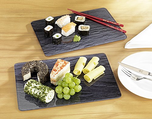 Wenko 2712478500 Servierplatte Schiefer 2er Set, Schneidbrett, Glas, schwarz - 2