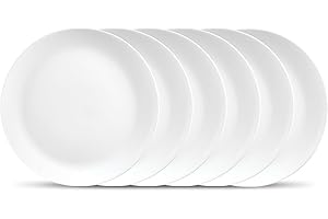 La Opala Diva, Cosmo Collection, Opal Glass Full Plate Set 11" 6 pcs, Plainware, White