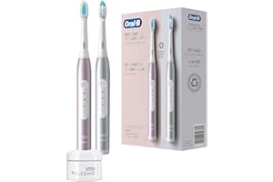 ‎ORAL-B Oral-B Pulsonic Slim Luxe 4900 Elektrische Schallzahnbürste/Electric Toothbrush, Doppelpack 2 Aufsteckbürsten, 3 Putzmodi für Zahnpflege und gesundes Zahnfleisch, Designed by Braun, platinum/rosegold