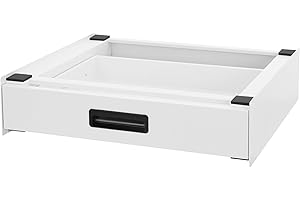 ML DESIGN MODERN LIVING ML-Design Verbindungsrahmen für Waschmaschine und Trockner mit ausziehbarer Schublade, Stahl, 60x55cm, Weiß, rutschfest, Zwischenbausatz Universal Zwischenrahmen Zwischenbaurahmen Trocknersäule