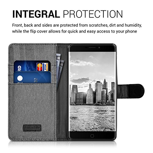 kwmobile Funda para Elephone P9000 - Carcasa de Tela y Cuero sint tico - con Tapa y Tarjetero Gris Negro reviews kwmobile Funda para Elephone P9000 - Carcasa de Tela y Cuero sint tico - con Tapa y Tarjetero Gris Negro