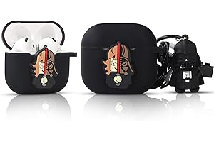 LEWOTE Compatibile con Apple AirPods 4 custodia protettiva divertente con simpatico cartone animato cover con portachiavi bambola (soldato nero)