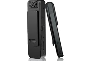 MOKEUM Mini macchina fotografica del corpo, fotocamera portatile impermeabile indossata con registrazione audio, lente di rotazione di 180°, videoregistratore ad assorbimento magnetico