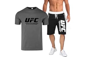 WXYZ Sudadera Camiseta De Manga Corta Informal con Estampado De UFC para Hombre De Verano, Chándal De Cinco Puntos con Bolsillo con Cremallera (Color : A6, Size : Large)