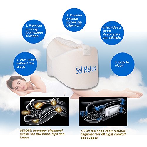 Sel Natural Orthopädisches Knie Kissen für Seitenschläfer, sorgt für Druckentlastung und ermöglicht eine ergonomische Schlafposition, in Cream – Gegen Gelenkschmerzen, Rückenschmerzen, Beinschmerzen (weiß) - 4