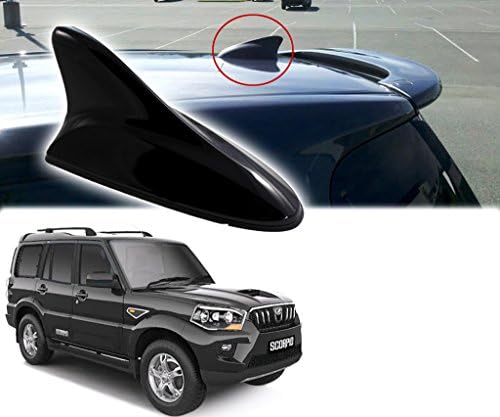Auto Pearl Shark Fin Antenna Universal Replacement Car Antenna Roof Aerial ABS Material Waterproof Rubber Ring AM FM Radio Signal Compatiable with - Scorpio (Color Black)