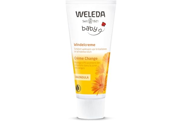 Weleda Crème protectrice au calendula pour bébé, crème à changer les couches, apaise et protège, aux extraits de calendula et d'oxyde de zinc (1x75 ml)