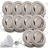 edelstahl spot deckenleuchte Unser Verkaufsschlager, das Modell DECORA! Als 230V-Version für einen direkten Anschluß an das Stromnetz ohne Trafo. Die stark schwenkbare Basic Variante aus solide verarbeitetem Stahl, für alle Wohnräume und trockenen Innenbereiche. In diesem Sonderangebot verfügbar in Verbindung mit SMD LEDs 5,0W in unauffälliger und dezenter Optik (satinierte Abschirmung).