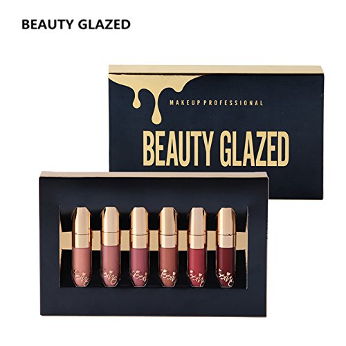 6 Stück Wasserdichte Langlebige Matte Flüssigkeit Lipgloss Lippenstift Kosmetik Make up
