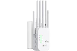 GÉNÉRIQUE 5G Repeteur WiFi Puissant sans Fil 1200mbps Amplificateur de Signal WiFi Bi-Bande,6 antennes,2 Rj45 Ports LAN,Répéteur à Distance Puissant pour la Maison et Le Bureau Couverture jusqu'à 9800 m³ (600)