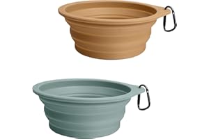 PetBonus Hundenäpfe Faltbar Hundenapf, 2 Stück Silikon Wassernapf für Hunde Unterwegs, Tragbar Auslaufsichere Reisenäpfe mit Karabiner für Hunde Katzen für Wasser und Futter (Türkis, Hellbraun)