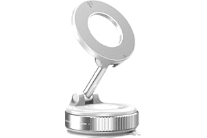 MSXTTLY Soporte Magnetico Movil Coche [Vmag-S1], Portátil Soporte Movil Coche Ventosa con mag-Safe, Ajustable 360°, Compatibles con iPhone 16 Pro MAX - 15 14 13 12 e Android, Blanco