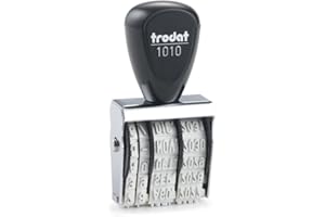 Trodat 1010 Classic Fechador, meses español abreviados, marcada aprox. 4 x 26 mm aprox, entintaje manual