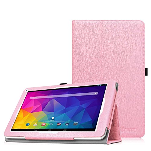 Fintie Odys Ieos Quad white Edition X610092 / Ieos Quad Pro Office Edition (10,1 Zoll) Tablet-PC Hülle - Slim Fit Folio Kunstleder Schutzhülle Cover Tasche mit Ständerfunktion und Stylus-Halterung, Rosa