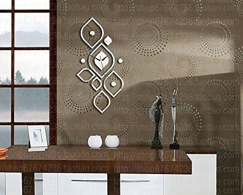 qwer Diy creative acrylic wall mirror surface living room diamond stylish mute acrylic wall clock Z125, silver