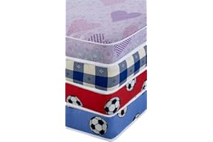 W WILSON BEDS A LUXURY YOU CAN AFFORD Wilson Beds - Kids Budget Spring Mattress. Medium Soft (Blue Football, Shorty)