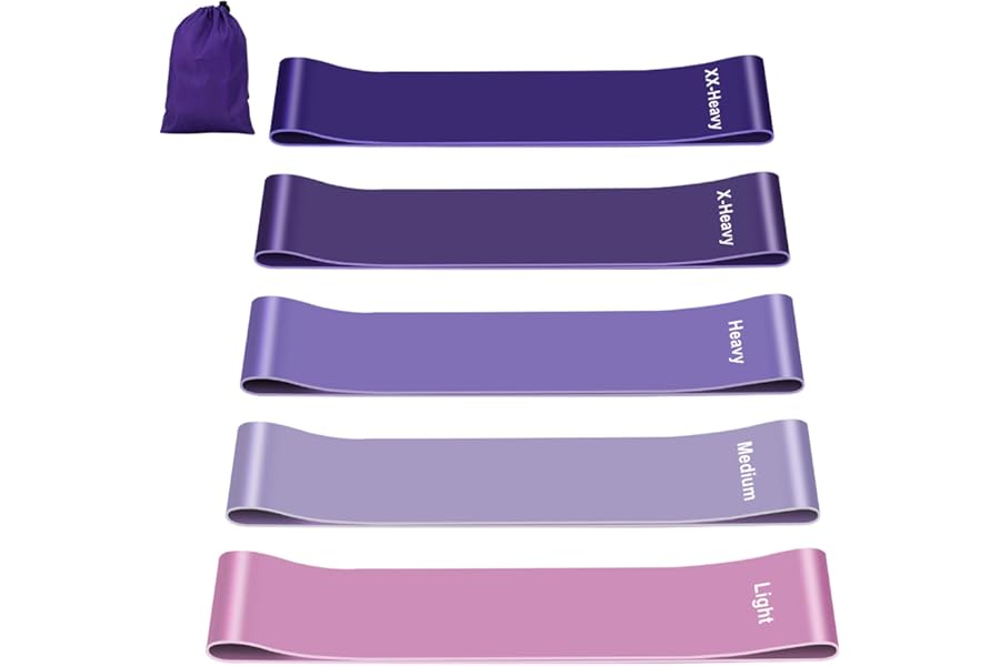 Fokky Élastique Musculation[Lot de 5], Bande Elastique Musculation avec 5 Niveaux de Force, Elastique Sport pour Fitness Pilates Yoga -Bande de Resistance Musculation avec Sac de Rangement