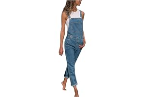 Generisch Damen Denim Latzhose Sommer Oversize Retro Jeanslatzhose Klassischer Jeans Mit Verstellbaren Normale Lockere Passform Lässigbaggy Overall Hosen Frauen Trägerhose Beiläufig Jumpsuit