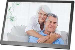 GSITUK 12 Zoll 32GB elektronischer Bilderrahmen Metall & 1280X800 hochauflösendes IPS-Breitbild-Display – Kalender-/Uhrfunktion, MP3-/Foto-/Video-Player mit Fernbedienung, unterstützt SD-Karte und USB