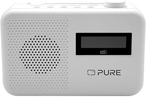 Pure Elan One2 przenośne radio DAB+/FM z Bluetooth 5.1 (wyświetlacz LCD, 10 przycisków pamięci, zasilanie bateryjne z 4 x AA), bawełna biała