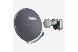 Fuba Sat Anlage 4 Teilnehmer | Satellitenschüssel Komplettset - DAA 850 A Sat-Schüssel 85cm Alu anthrazit + Fuba DEK 417 Quad LNB 4 Teilnehmer (DVB-S2, HDTV, UHD 4K/8K, 3D) mit LTE-Störfilter