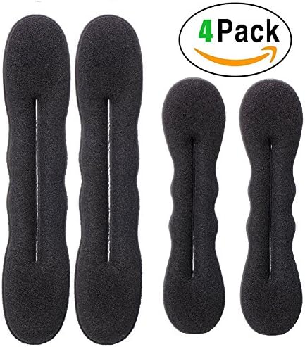 Black Fast Bun Maker - Strong Holder Hair Sponge Upgraded Version 4 Magic Beauty Hair Hairstyle Foam Sponge Donut Maker Ponytail Bun Twister Tie 2 Large and 2 Small (Black)