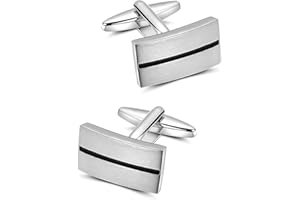 Mr.Van Boutons De Manchette Rayures Simple Hommes, Géométrique Forme Métal Plaqué Rhodium pour Chemise Business Mariage Ou comme Cadeau d'anniversaire