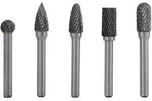 WALFRONT Kit de 5pcs Fraises Rotatives en Carbure de Tungstène Double Coupe Tige 6mm Tête 10mm Outil Perceuse Ponceuse Electrique pour Outil Rotatif