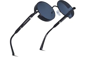 besbomig Sonnenbrille Damen Herren - Retro Rund Steampunk Brille UV400 Schutz Polarisiert Hippie Festliche Partybrille Fasching Brillen Rave Goggles Outdoor Aktivitäten Mode Accessoire
