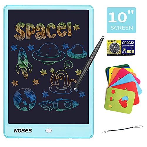NOBES Tavoletta LCD da Disegno 10 Pollici Tavoletta Grafica Scrittura Tablet LCD con Penna Ewriter, Lavagna Tavolo da Disegno Cancellabile Magica per Bambini,Progettista,Studenti (Blu Colorato)