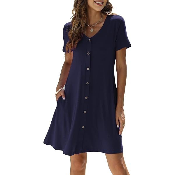 Manydress Abito Estivo Donna Casual In Cotone Elasticizzato Con Bottoni E Tasche - Modello MY035 - Colore Verde, Taglia XL