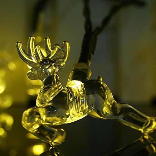 Stoog Solar Powered 30 LED Light String Outdoor Courtyard Gardens Homes Patio Lawn Wedding Christmas Party and Holiday Decorations Waterproof Decor (warm white-deer)