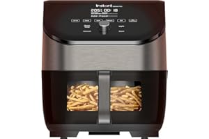 Instant Vortex OdourErase Digital Air Fryer with Single ClearCook Drawer and 6 Smart Programmes - Air Fry, Bake, Roast, Grill, Dehydrate, Reheat, Large Capacity, Stainless Steel - 5.7L, Black - 1700W