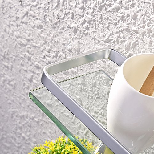 KES 8mm starkes Sicherheitsglas Regal mit Aluminium-Pfosten-Wall Mount rechteckigen Doppeldeck, A4126B - 4