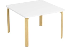 FirFurd Mesa Infantil Madera, Mesa Infantil Cuadrada, Mobiliario Infantil, Pupitre Infantil, para Habitación Infantil, Salón, Dormitorio, Blanca, 75x75x55cm