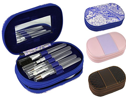 Liying ® new Luxurious & Portable 13 pc Personal Manicure & Pedicure Set, Travel & Grooming Kit Tool Set with 5 pc Cosmetic brush set and mirror (Blue)