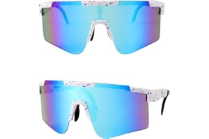 IOPJLK Lunette Velo Homme et Femme, Lunette Vitesse de UV400 Protection pour Hommes Femmes, Lunettes de Soleil de Sport pour Cyclisme, Peche, Ski, Running, Cadeaux de la Fête des Pères