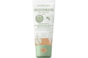 Deborah Milano - BB Cream Formula Pura BIO SPF 20 con Ingredienti Naturali, 04 Sand, Effetto Nutriente, Antiossidante e Anti-luce Blu, Dona una Pelle Levigata e Nutrita, 30 ml