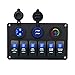 Produktbild TurnRaise 6 Gang DC 12V / 24V LED Rocker Switch Panel-Schutzschalter mit Zigarette Sockel & Digital Voltmeter & Double USB Ports Ladegerät für Auto Boot (Upgrade-Version)