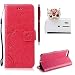 Produktbild iPhone 7 plus Leder Hülle ,SKYXD Drucken Schmetterling Blumen Prägung Motiv PU Folio Ledertasche [ Standfunktion / Magnetverschluss / Kartenfächer] Einfarbig Handyhülle 3 in 1 Handytasche mit Eule Staubstecker + Eingabestift für Apple iPhone 7 plus 5.5" Schutzhülle - Rot
