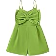 Hopscotch Girls Polyester Bow Applique Playsuit in Green