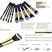 Huewind 10pcs Premium Synthetic Kabuki Makeup Brush Set Cosmetics Foundation Blending Blush Eyeliner Face Powder Brush Makeup Brush Kit (Black/Silver)