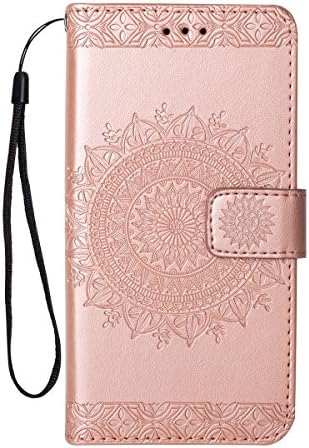 Gelusuk Case for Samsung Galaxy Note 8,Mandala Totem Pattern PU Leather Flip Cover Book Wallet Case Full Body Protection [Built-in Stand][Card Holders][Magnetic Closure] with Protective Backcover Case for Samsung Galaxy Note 8,Rose Gold